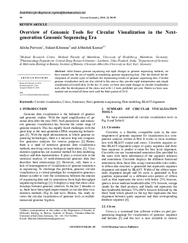 (PDF) Overview of Genomic Tools for Circular Visualization in next ...