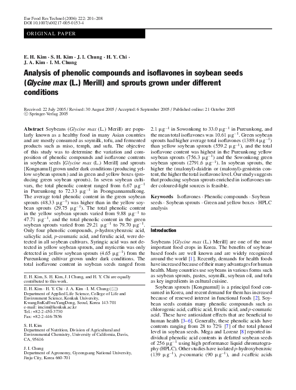 (PDF) Analysis of phenolic compounds and isoflavones in soybean seeds ...