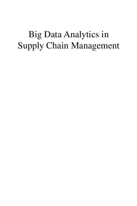 (PDF) Big Data Analytics in Supply Chain Management