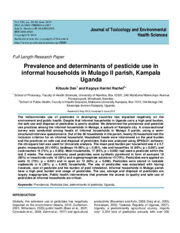 (PDF) Journal of Toxicology and Environmental Health Sciences
