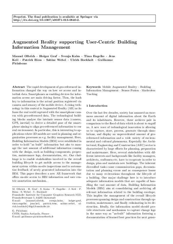 (PDF) Augmented reality supporting user-centric building information ...