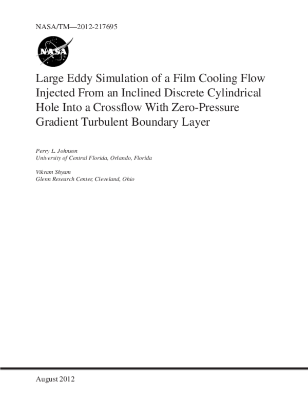(PDF) Large Eddy Simulation of a Film Cooling Flow Injected From an ...