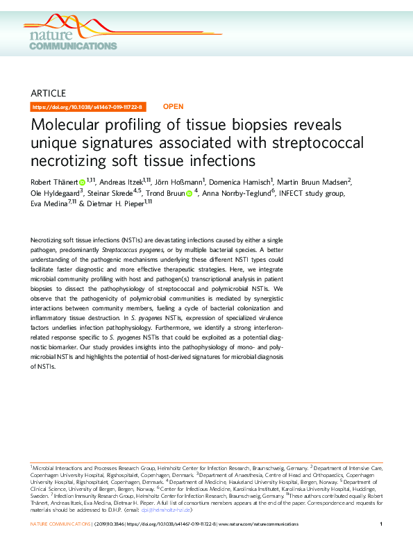 (PDF) Molecular profiling of tissue biopsies reveals unique signatures ...