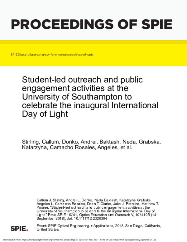 (PDF) Student-led outreach and public engagement activities at the ...