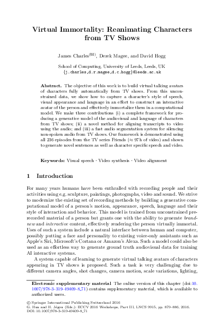 (PDF) Virtual Immortality: Reanimating Characters from TV Shows