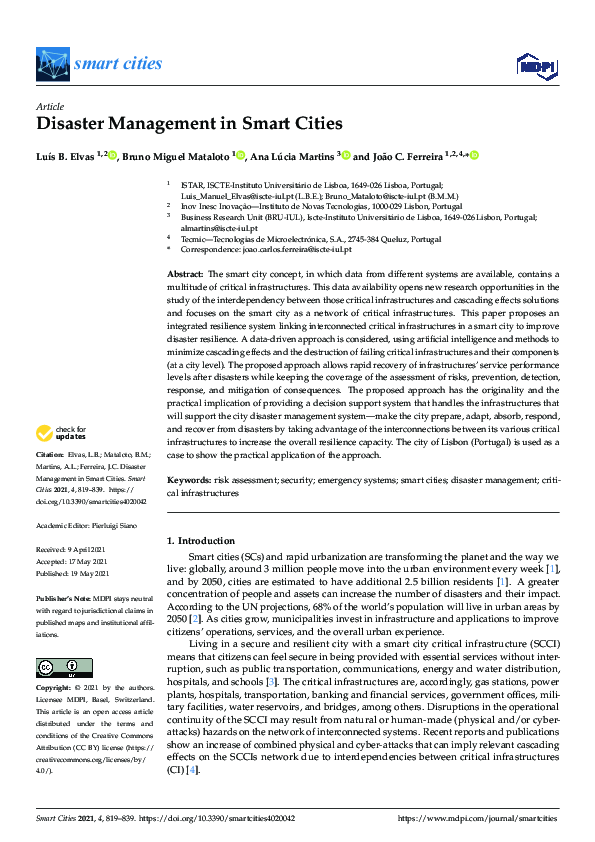 (PDF) Disaster Management in Smart Cities
