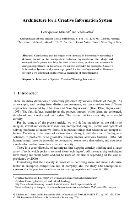 (PDF) Architecture for a Creative Information System
