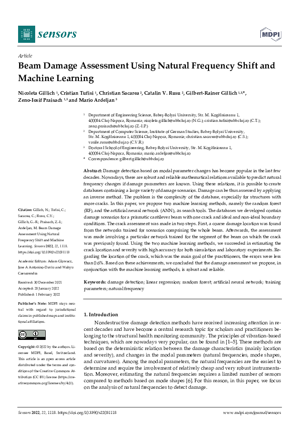 (PDF) Beam Damage Assessment Using Natural Frequency Shift and Machine ...