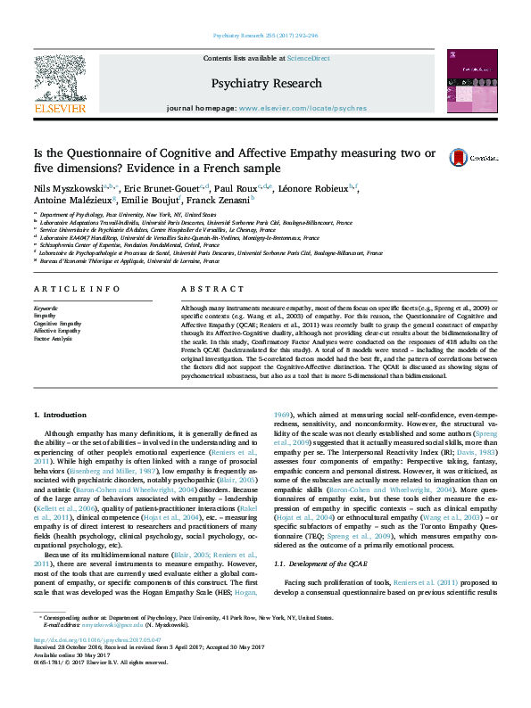 (PDF) Is the Questionnaire of Cognitive and Affective Empathy measuring ...