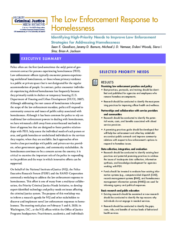 (PDF) The Law Enforcement Response to Homelessness: Identifying High ...