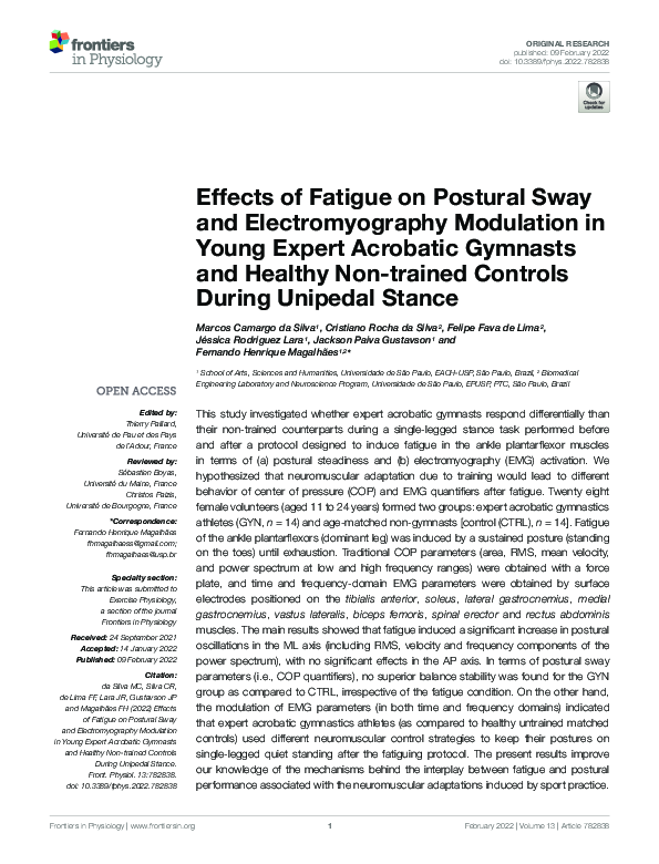 (PDF) Effects of Fatigue on Postural Sway and Electromyography ...