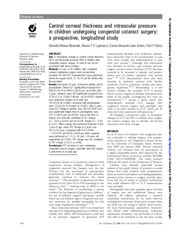 (PDF) Central corneal thickness and intraocular pressure in children ...