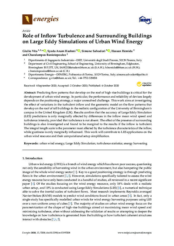 (PDF) Role of Inflow Turbulence and Surrounding Buildings on Large Eddy ...