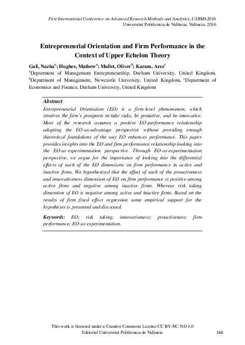 (PDF) Entrepreneurial Orientation and Firm Performance in the Context ...