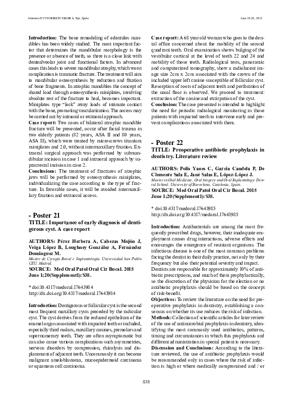 (PDF) Preoperative antibiotic prophylaxis in dentistry. Literature