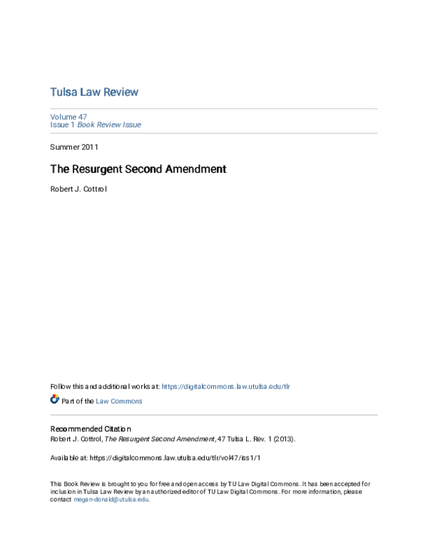 (PDF) The Resurgent Second Amendment