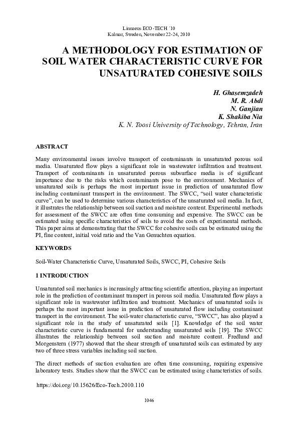 (PDF) A Methdology for Estimation of Soil Water Charactreristic Curve ...