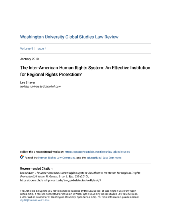(PDF) The Inter-American Human Rights System: An Effective Institution ...
