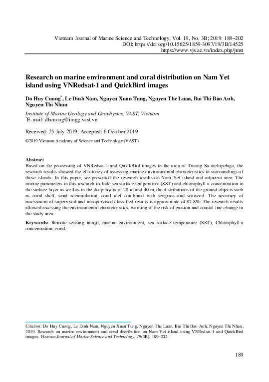 (PDF) Research on marine environment and coral distribution on Nam Yet ...