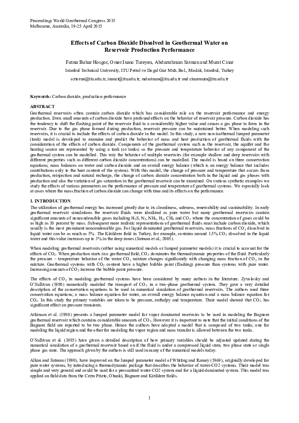 (PDF) Effects of Carbon Dioxide Dissolved in Geothermal Water on ...