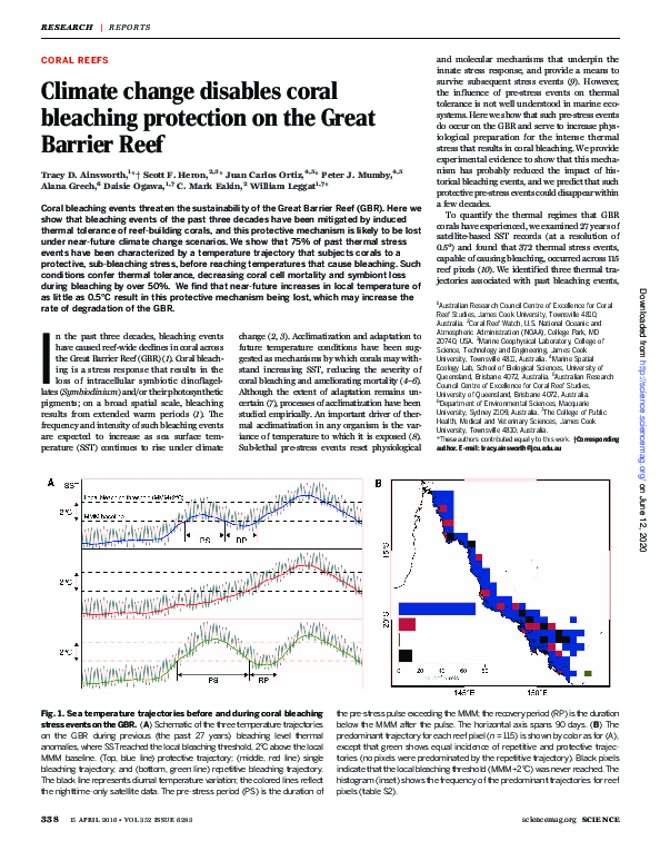 (PDF) Climate change disables coral bleaching protection on the Great ...