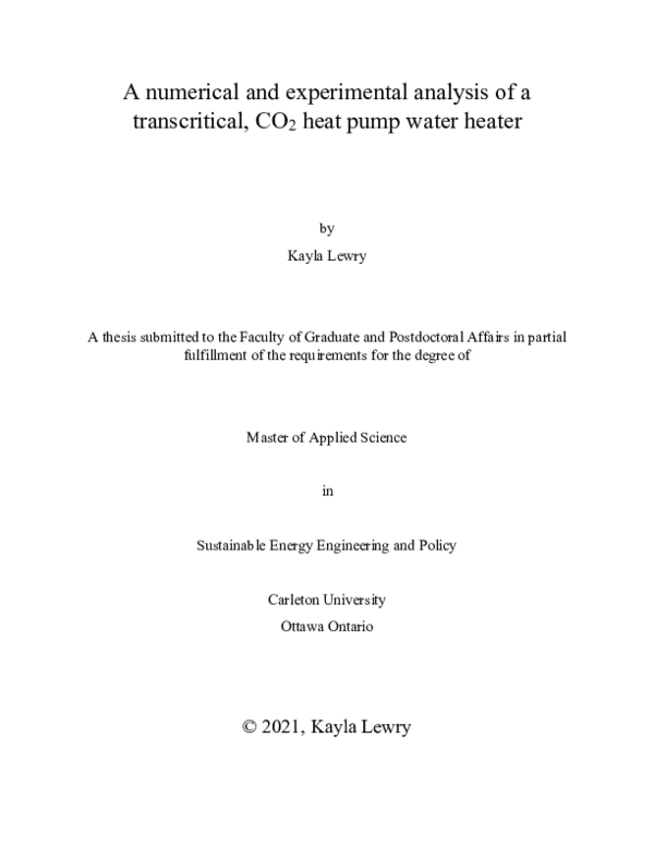 (PDF) A Numerical and Experimental Analysis of a Transcritical, CO2 ...