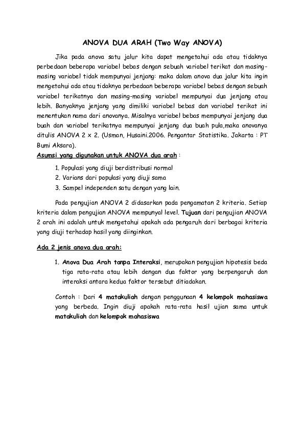 (PDF) ANOVA DUA ARAH (Two Way ANOVA