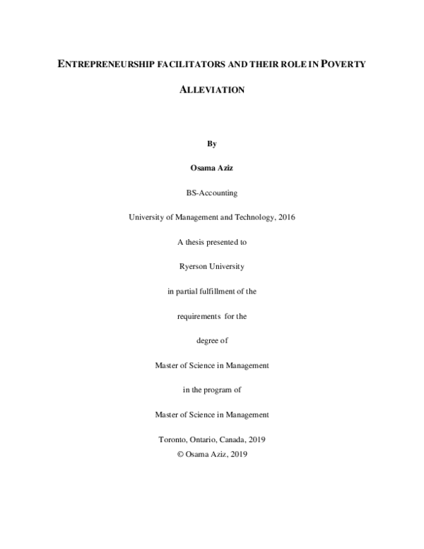 (PDF) Entrepreneurship facilitators and their role in poverty alleviation