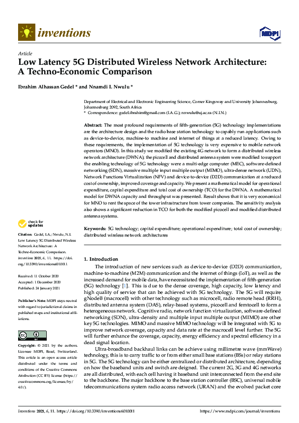 (PDF) Low Latency 5G Distributed Wireless Network Architecture: A ...