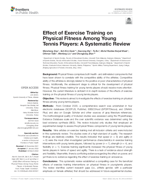 (PDF) Effect of Exercise Training on Physical Fitness Among Young ...