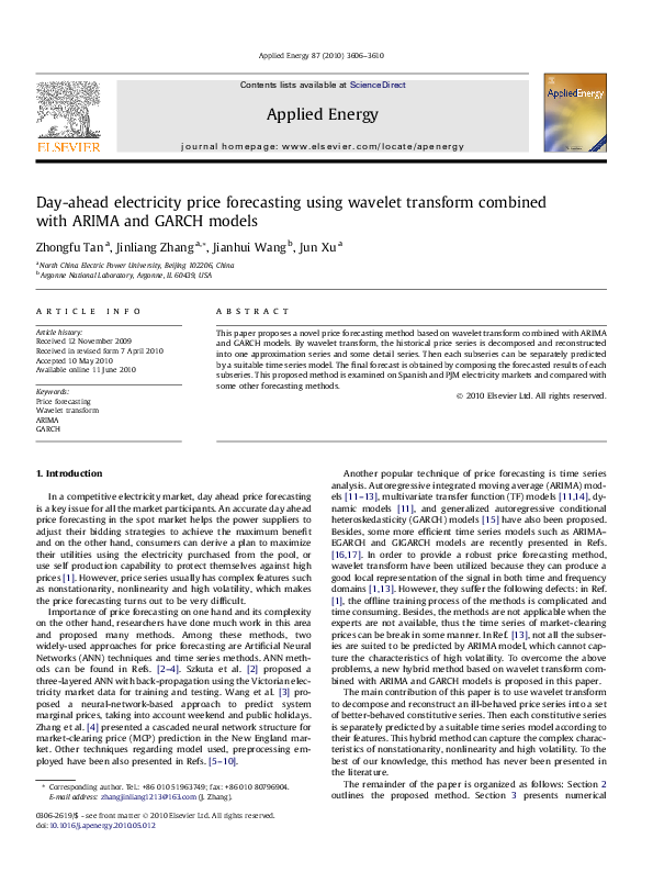 (PDF) Day-ahead electricity price forecasting using wavelet transform ...