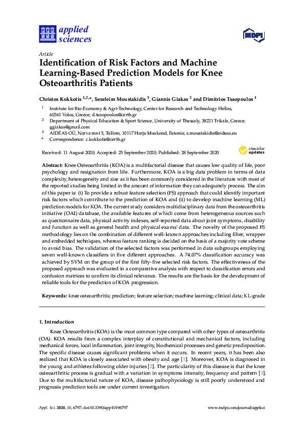 (PDF) Identification of Risk Factors and Machine Learning-Based ...