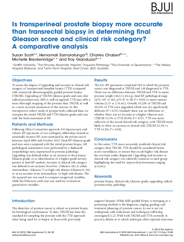 (PDF) Is transperineal prostate biopsy more accurate than transrectal ...