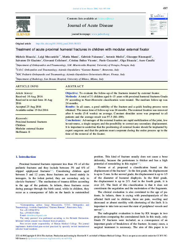 (PDF) Treatment of acute proximal humeral fractures in children with ...
