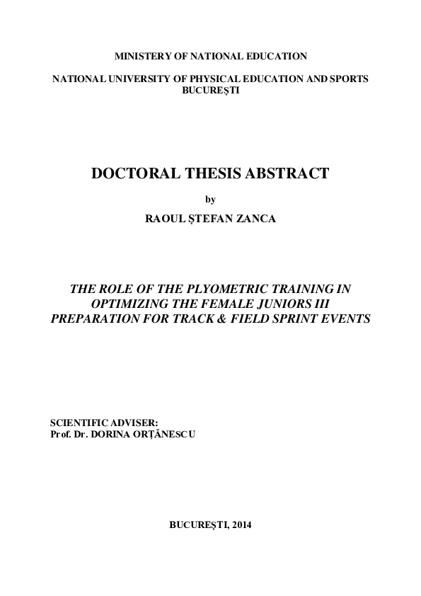 (PDF) Doctoral Thesis Abstract the Role of the Plyometric Training in ...