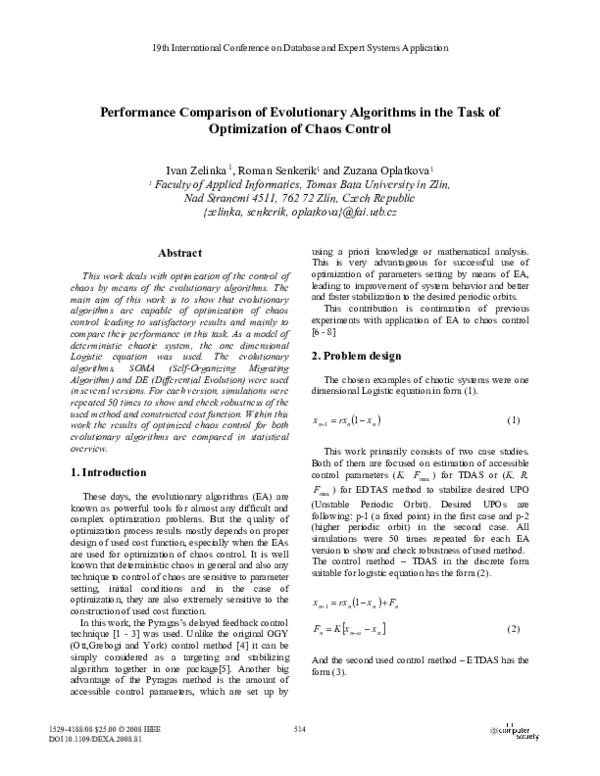 (PDF) Performance Comparison of Evolutionary Algorithms in the Task of ...