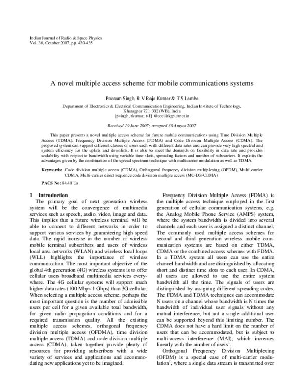 (PDF) A novel multiple access scheme for mobile communications systems