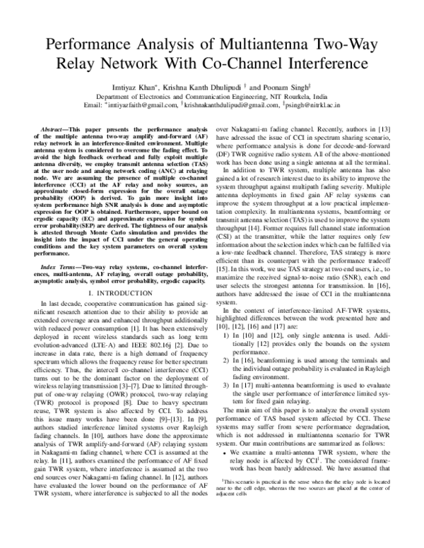 (PDF) Performance analysis of multiantenna two-way relay network with ...