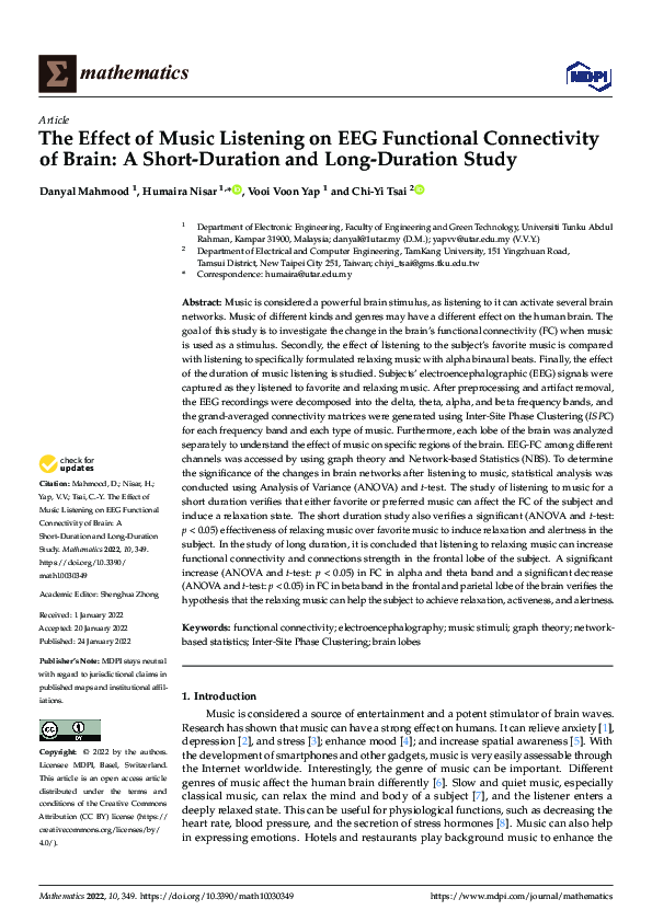 (PDF) The Effect of Music Listening on EEG Functional Connectivity of ...