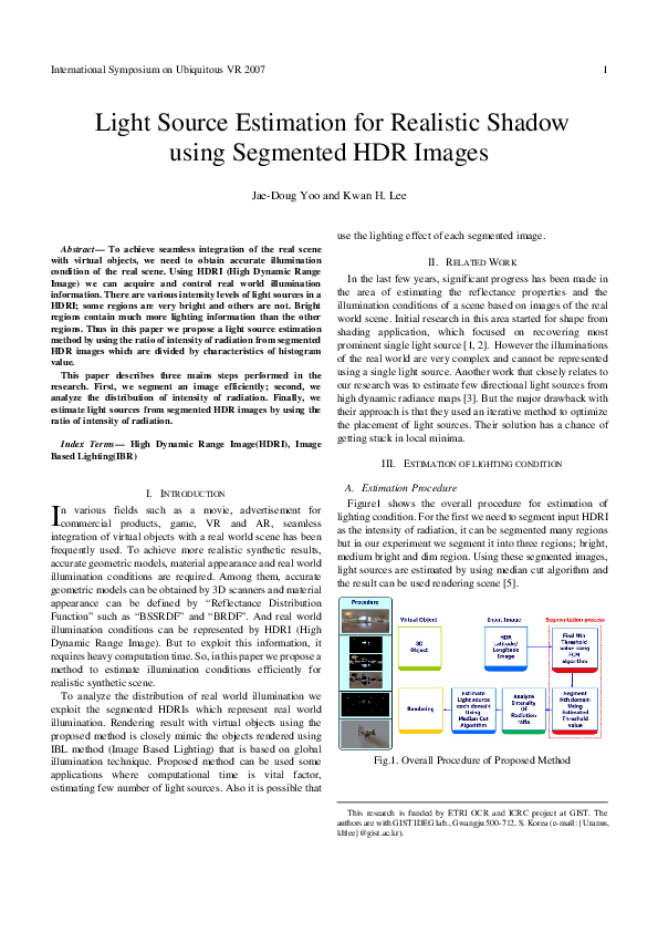 (PDF) Light Source Estimation for Realistic Shadow using Segmented HDR ...