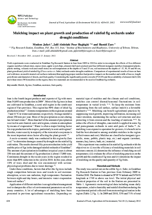 (PDF) Mulching impact on plant growth and production of rainfed fig ...