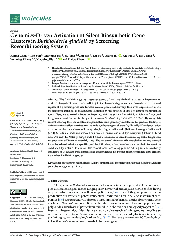 (PDF) Genomics-Driven Activation of Silent Biosynthetic Gene Clusters ...