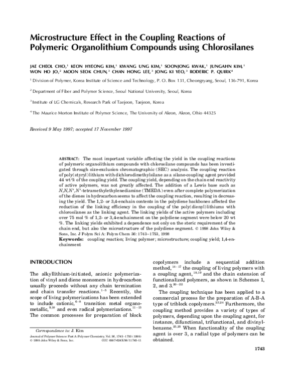 (PDF) Microstructure effect in the coupling reactions of polymeric