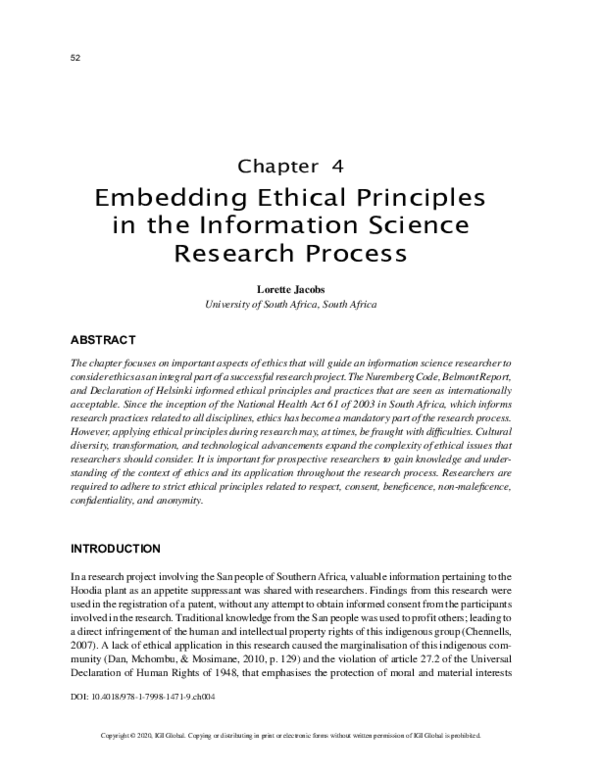 (PDF) Embedding Ethical Principles in the Information Science Research ...