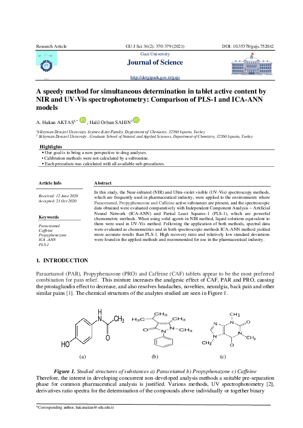 (PDF) A speedy method for simultaneous determination in tablet active ...
