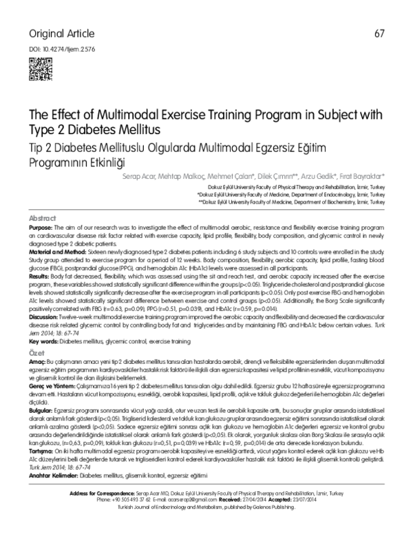 (PDF) The Effect of Multimodal Exercise Training Program in Subject ...