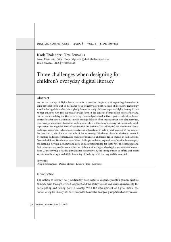 (PDF) Three challenges when designing for children s everyday digital ...