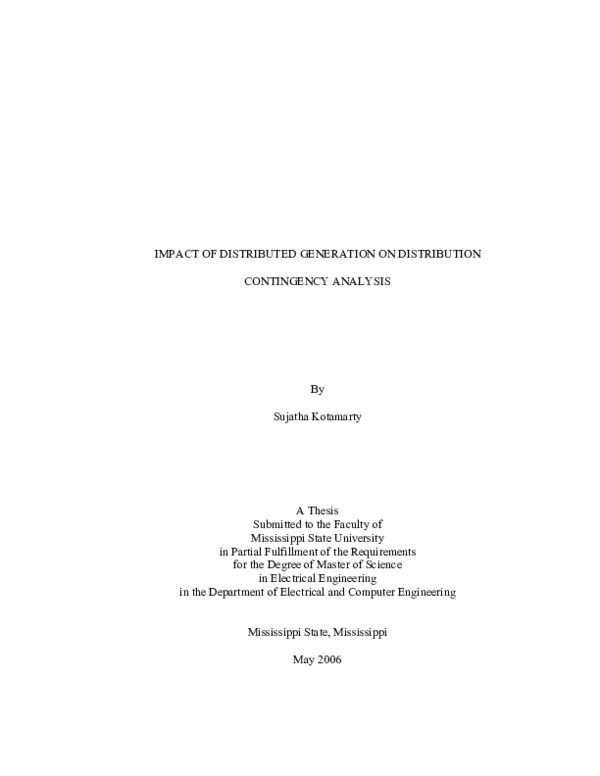 (PDF) Impact of distributed generation on distribution contingency analysis