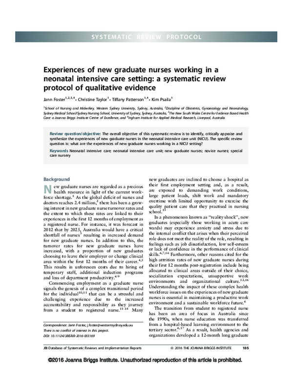 (PDF) Experiences of new graduate nurses working in a neonatal ...