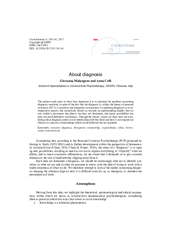 (PDF) About diagnosis